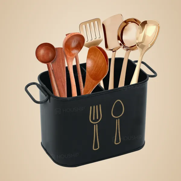 Black_Metal_Square_Spoon_&_Cutlery_Holder_With_Handle_For_Kitchen