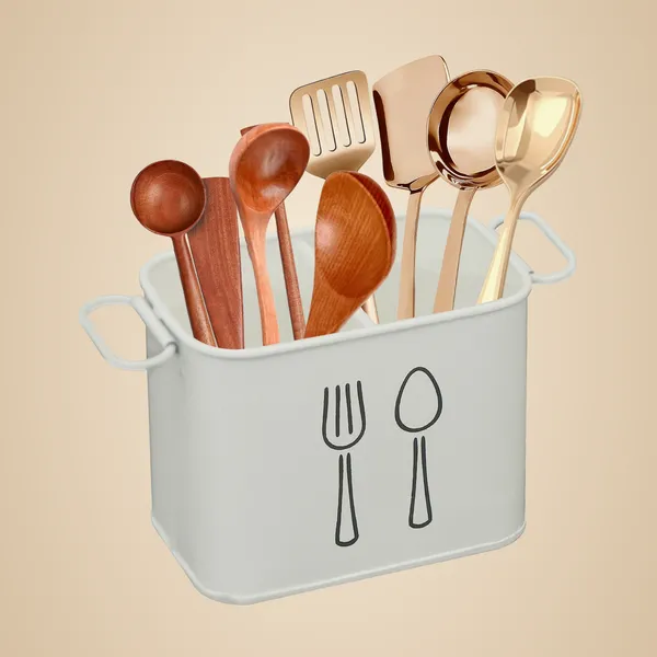 White_Metal_Square_Spoon_&_Cutlery_Holder_With_Handle_For_Kitchen