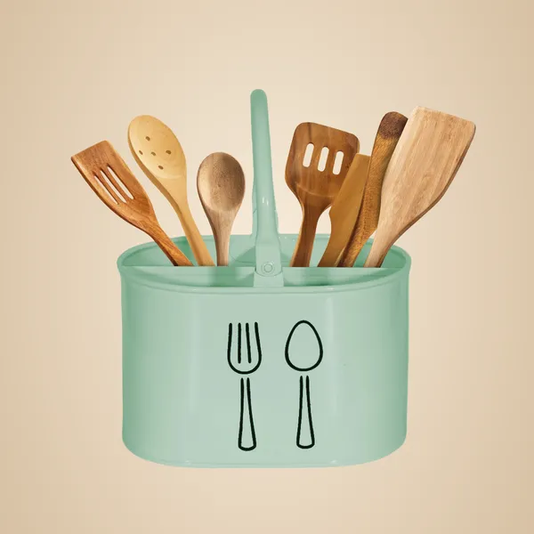 Mint_Green_Metal_Cutlery_&_Spoons_Holder_With_Handle_For_Kitchen