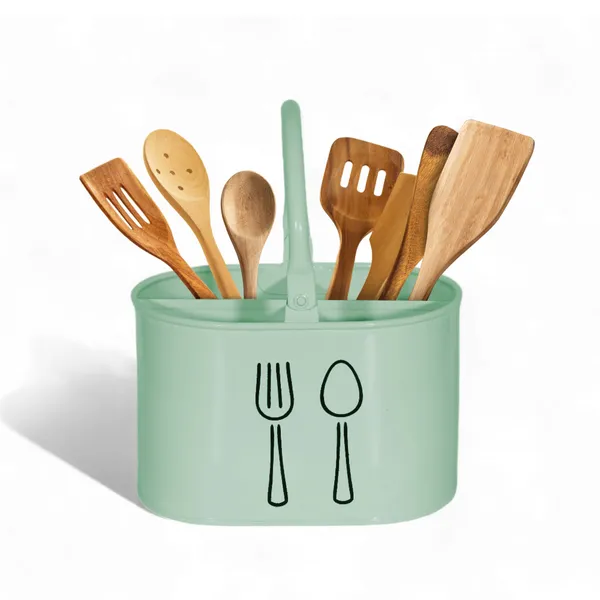 Mint_Green_Metal_Cutlery_&_Spoons_Holder_With_Handle_For_Kitchen