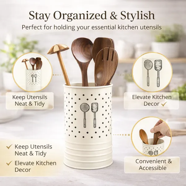 White_Metal_Ladle_&_Spatula_Holder_For_Kitchen