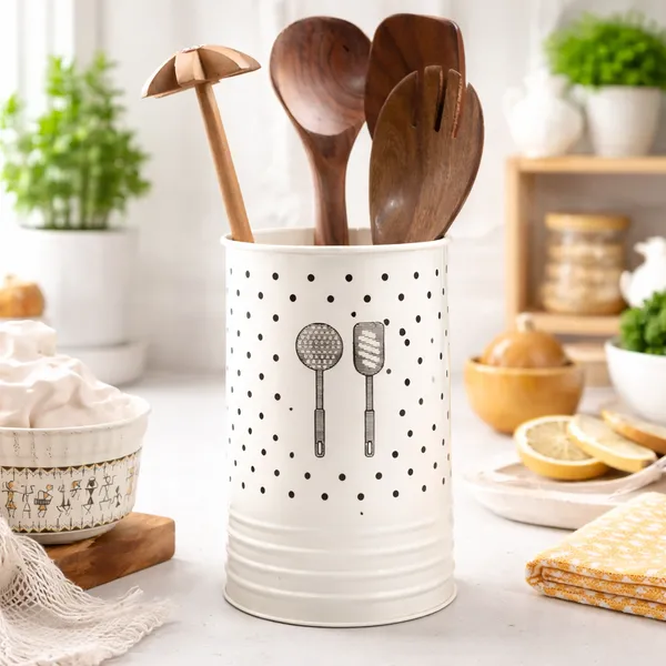 White_Metal_Ladle_&_Spatula_Holder_For_Kitchen