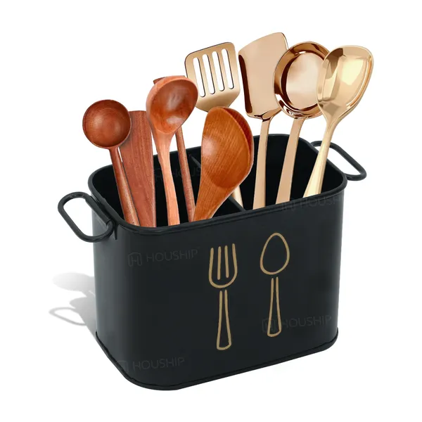 Black_Metal_Square_Spoon_&_Cutlery_Holder_With_Handle_For_Kitchen