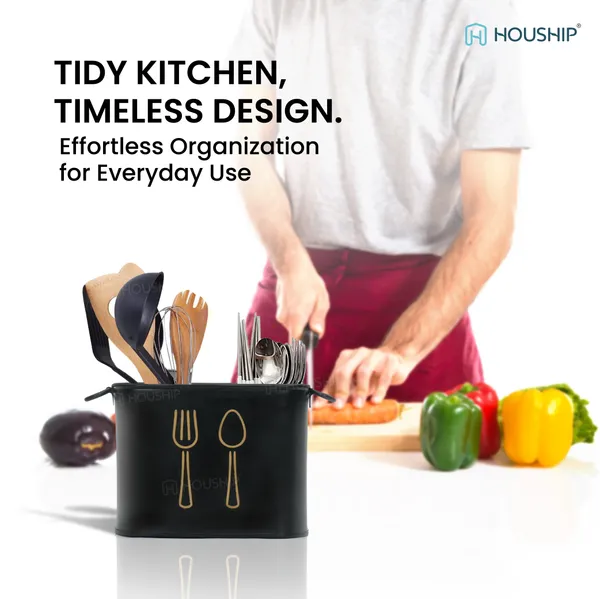 Black_Metal_Square_Spoon_&_Cutlery_Holder_With_Handle_For_Kitchen