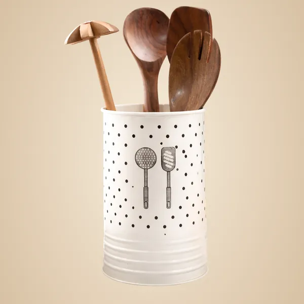 White_Metal_Ladle_&_Spatula_Holder_For_Kitchen