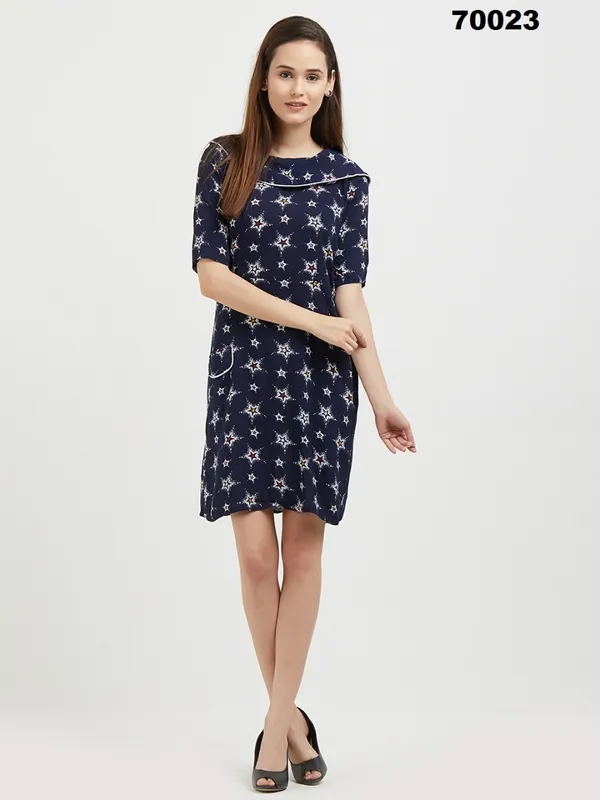 One_Piece_Short_Dress_-_Navy_Blue