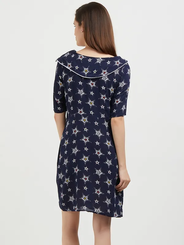 One_Piece_Short_Dress_-_Navy_Blue