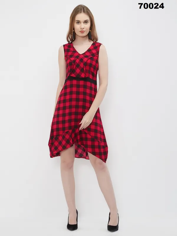 One_Piece_Short_Dress_-_Red_Checks