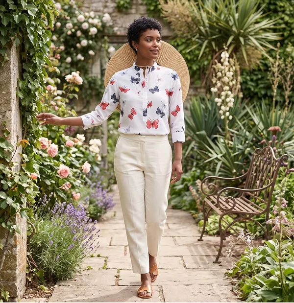 Printed_Cotton_Shirt__-_Butterfly-_Blue
