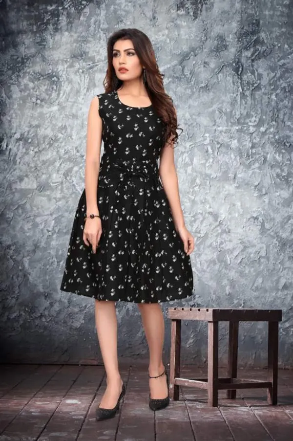 Black_Grey_Floral_Crepe_Dress_For_Women
