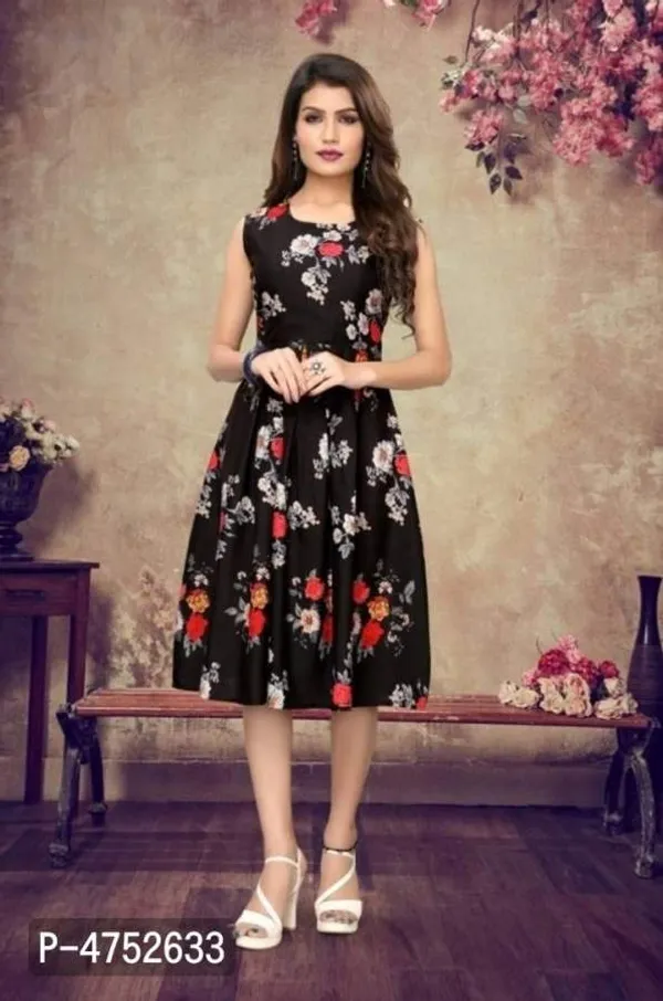Black_Red_Floral_Crepe_Dress_For_Women