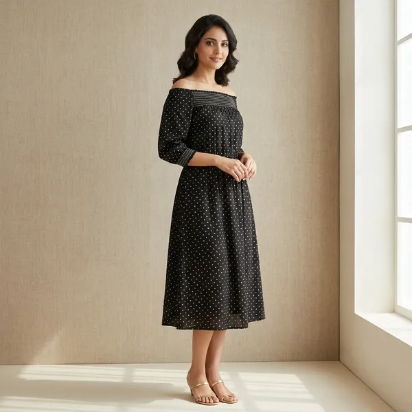 Black_Soft_Cotton_Smocking_Summer_Wear_Dress_For_Women