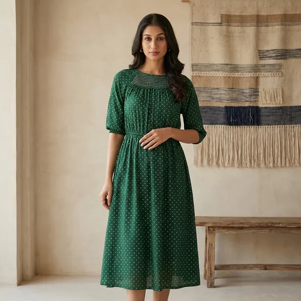 Green_Soft_Cotton_Smocking__Summer_Wear_Dress_For_Women