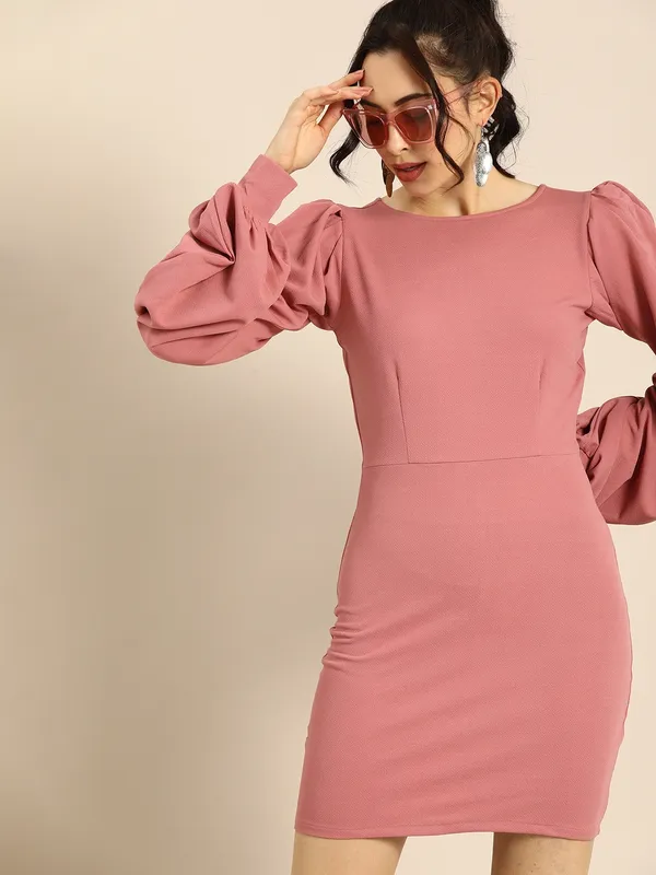 Pink_Heavy_Georgette_One_Piece_Dress_For_Women