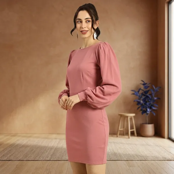Pink_Heavy_Georgette_One_Piece_Dress_For_Women