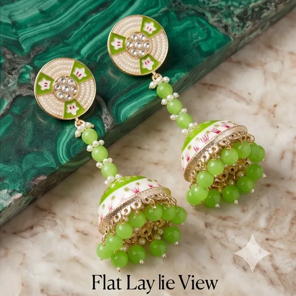 Color_Pearl_Dangle_with_Jhumka_Parrot_Green