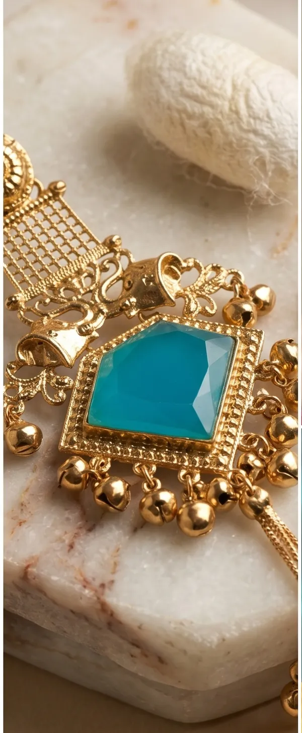 Diamond_Cut_Firozi_Stone_Golden_with_Kashmiri_chains