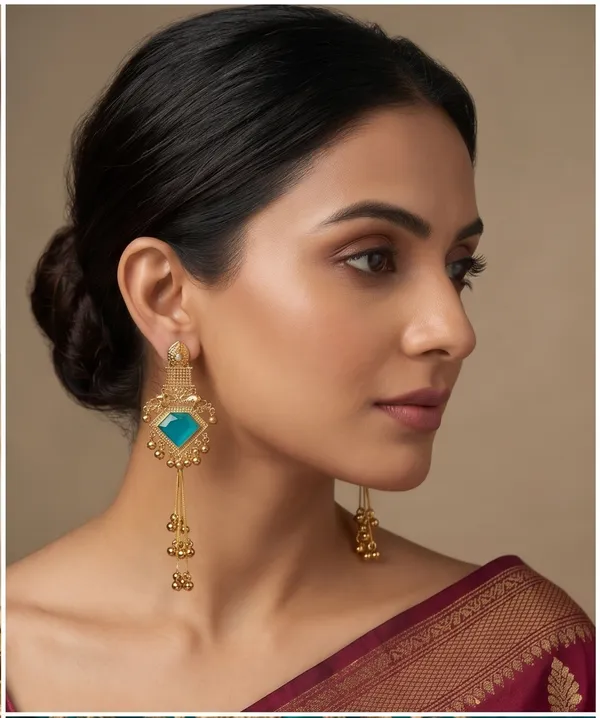 Diamond_Cut_Firozi_Stone_Golden_with_Kashmiri_chains