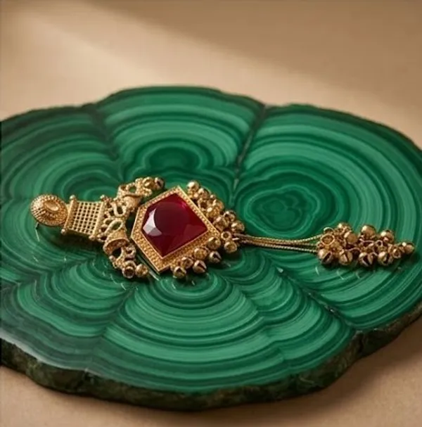 Diamond_Cut_Maroon_Stone_Golden_with_Kashmiri_chains