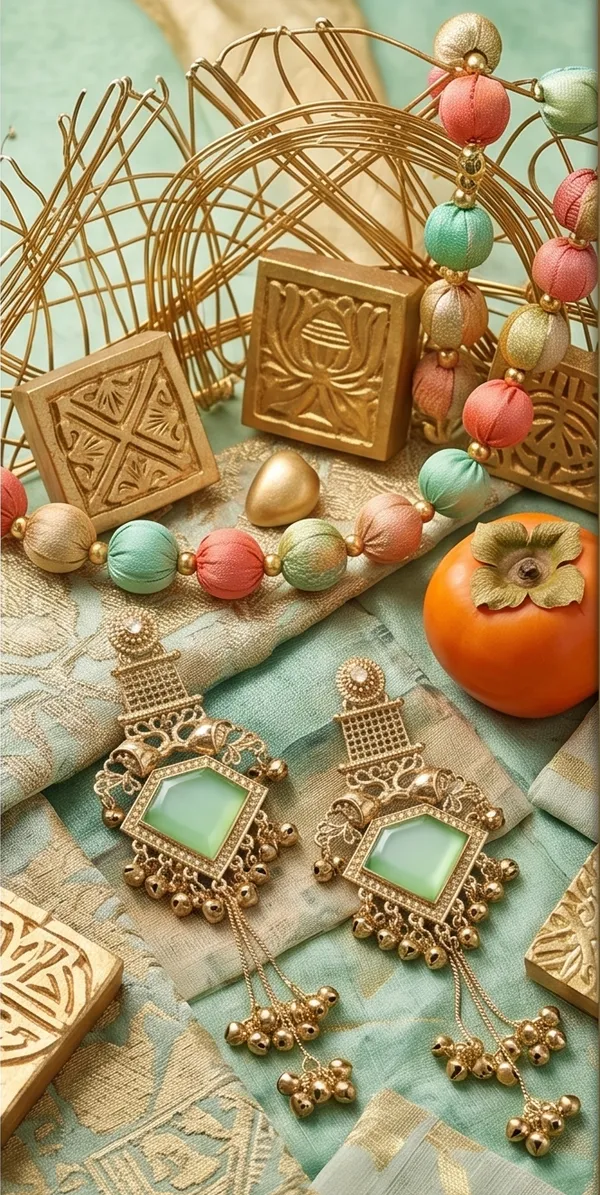 Diamond_Cut_Mint_Green_Stone_Golden_with_Kashmiri_chains