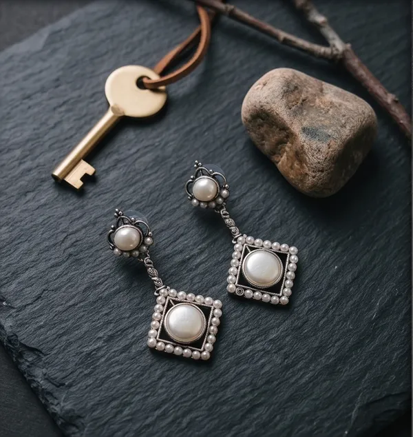 Oxidised_with_Moonstone_&_Pearl_Square_Shape