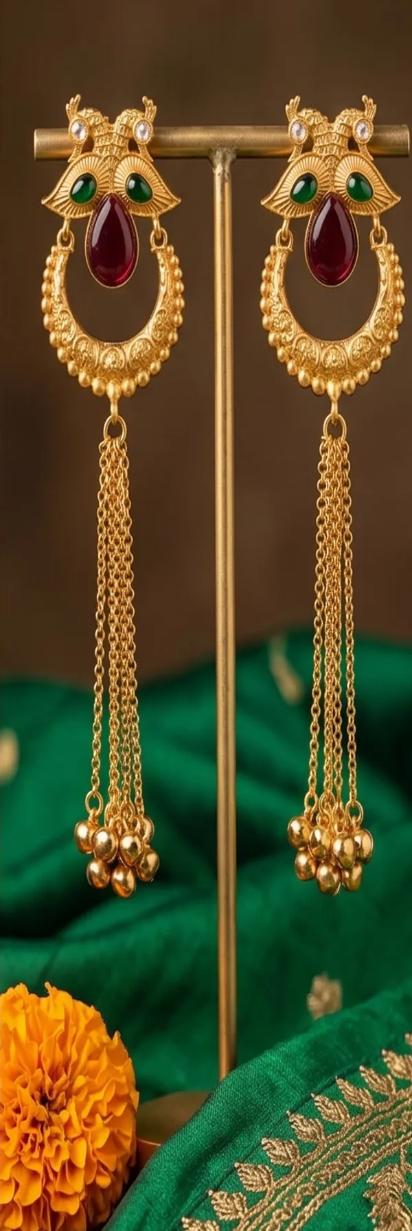 Peacock_with_Round_Shape_&_hanging_Kashmiri_Chains