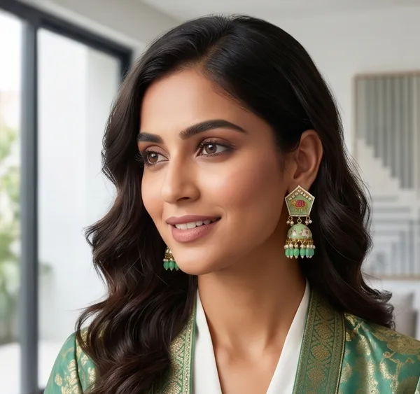Pentagon_Shape_with_Jhumka_Mint_Green