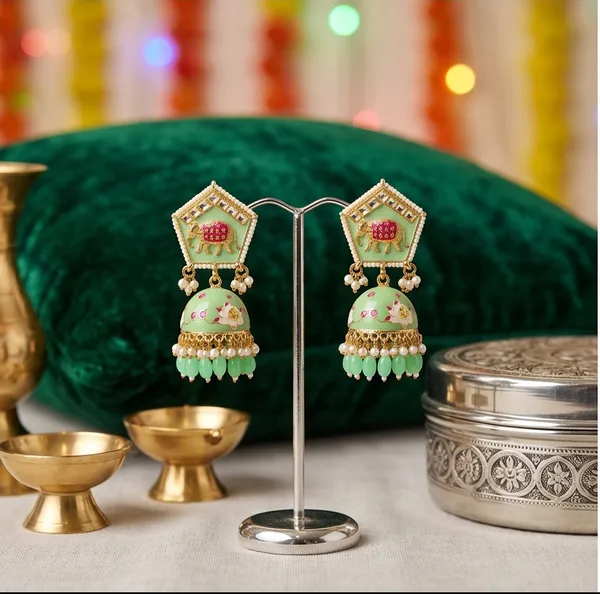 Pentagon_Shape_with_Jhumka_Mint_Green