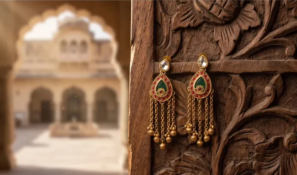 Rajwadi_Antique_Gold_Drop_Shape_with_hanging_Chains