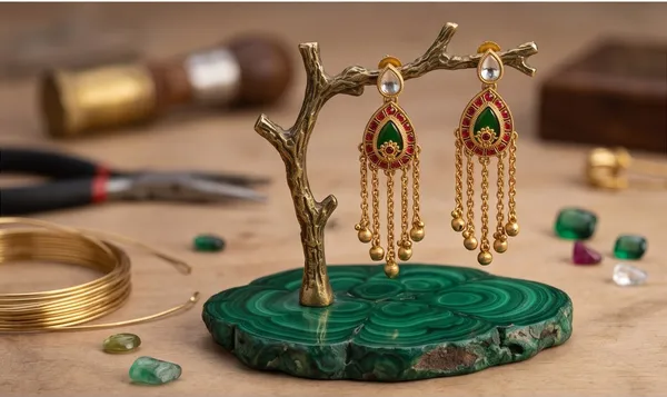 Rajwadi_Antique_Gold_Drop_Shape_with_hanging_Chains