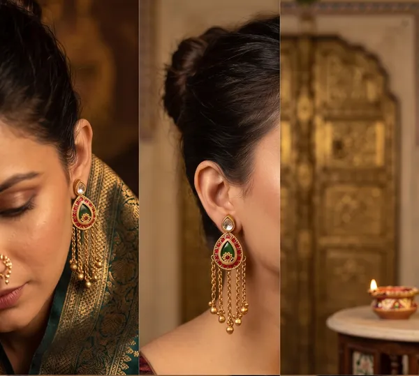 Rajwadi_Antique_Gold_Drop_Shape_with_hanging_Chains