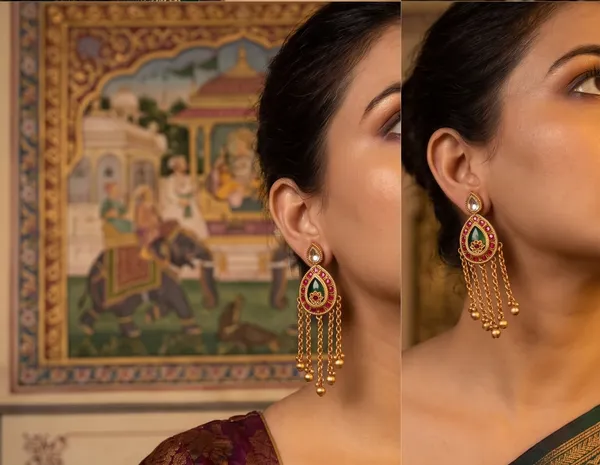 Rajwadi_Antique_Gold_Drop_Shape_with_hanging_Chains