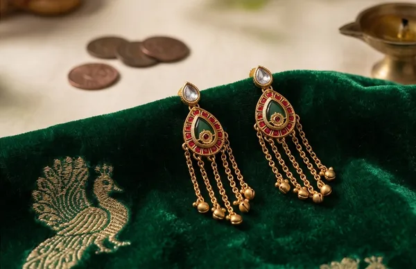 Rajwadi_Antique_Gold_Drop_Shape_with_hanging_Chains