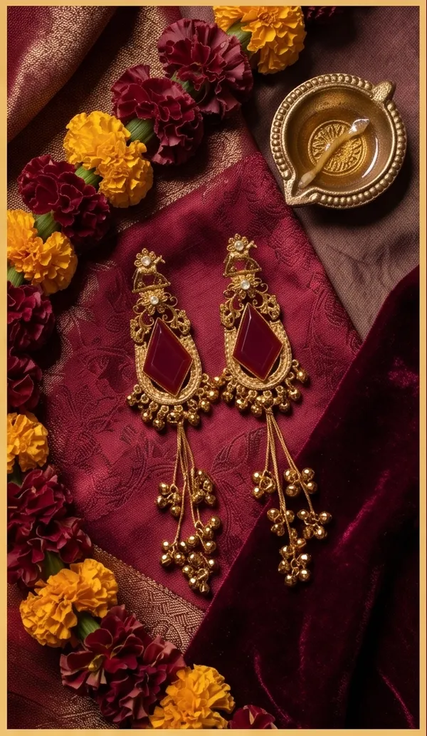 Triangle_Shape_Maroon_Gold_with_Kashmiri_Chains