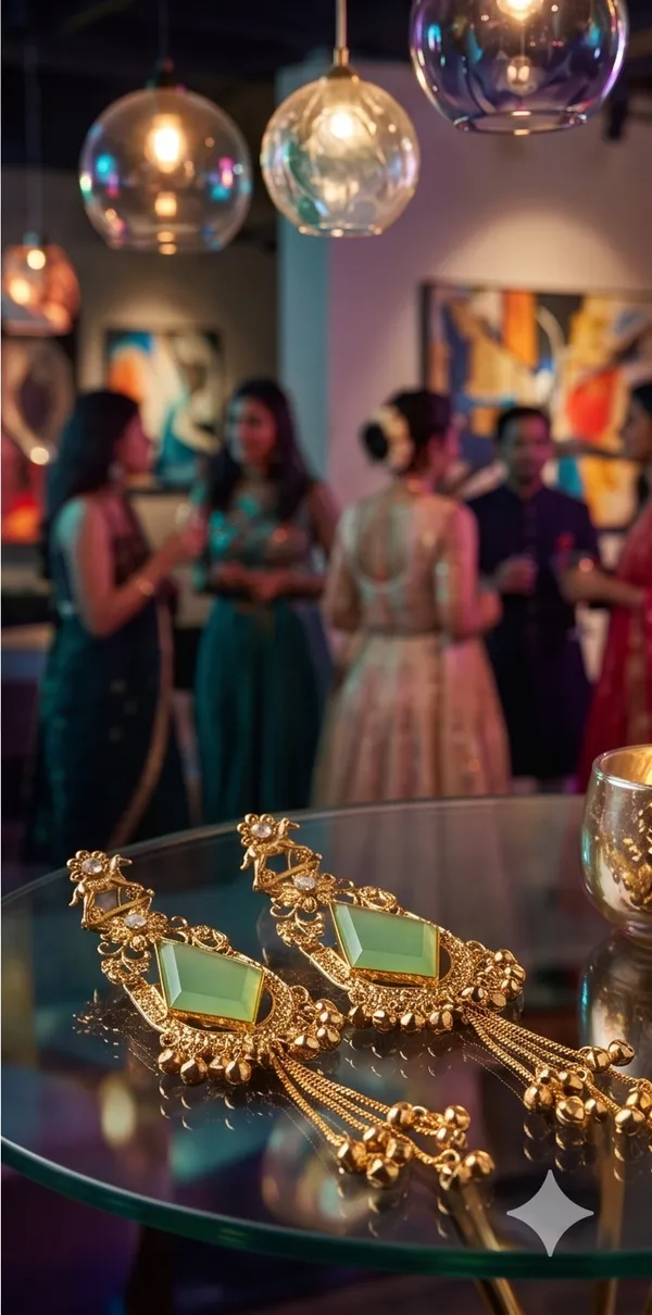 Triangle_Shape_Mint_Green_Gold_with_Kashmiri_Chains