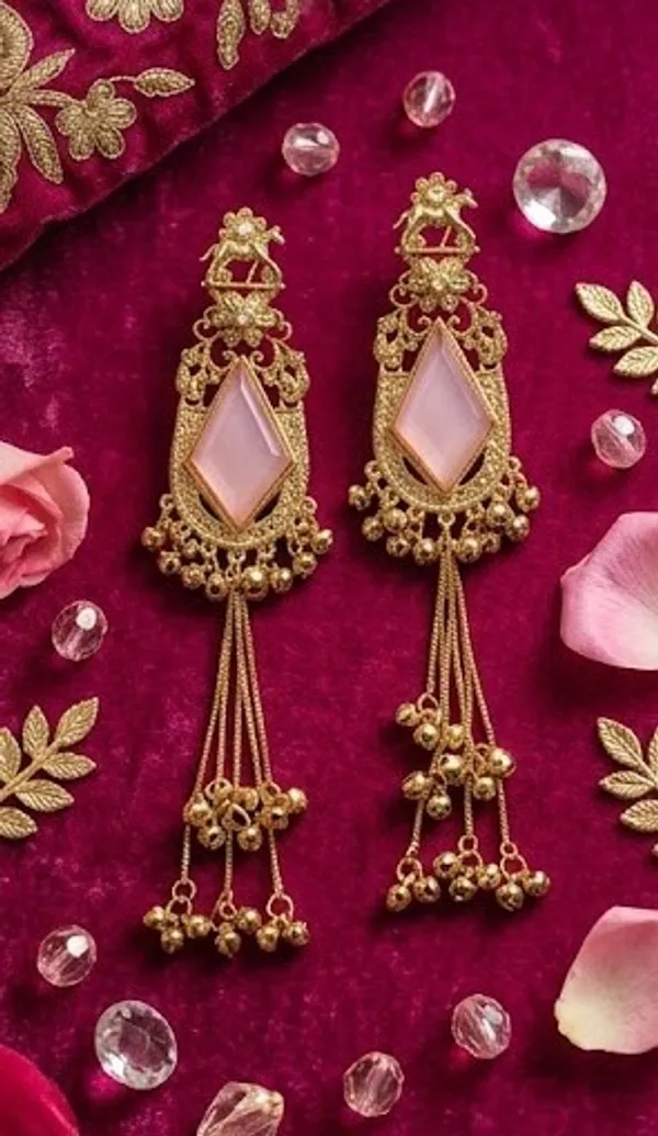 Triangle_Shape_Pink__Gold_with_Kashmiri_Chains