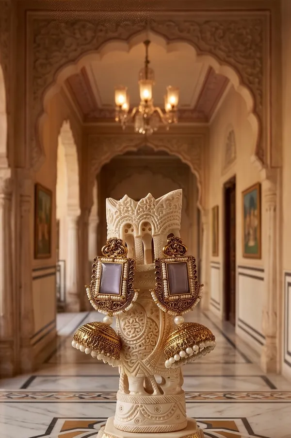 Vertical_Rectangle_Purple_Stone_Antique_Golden_Jhumka