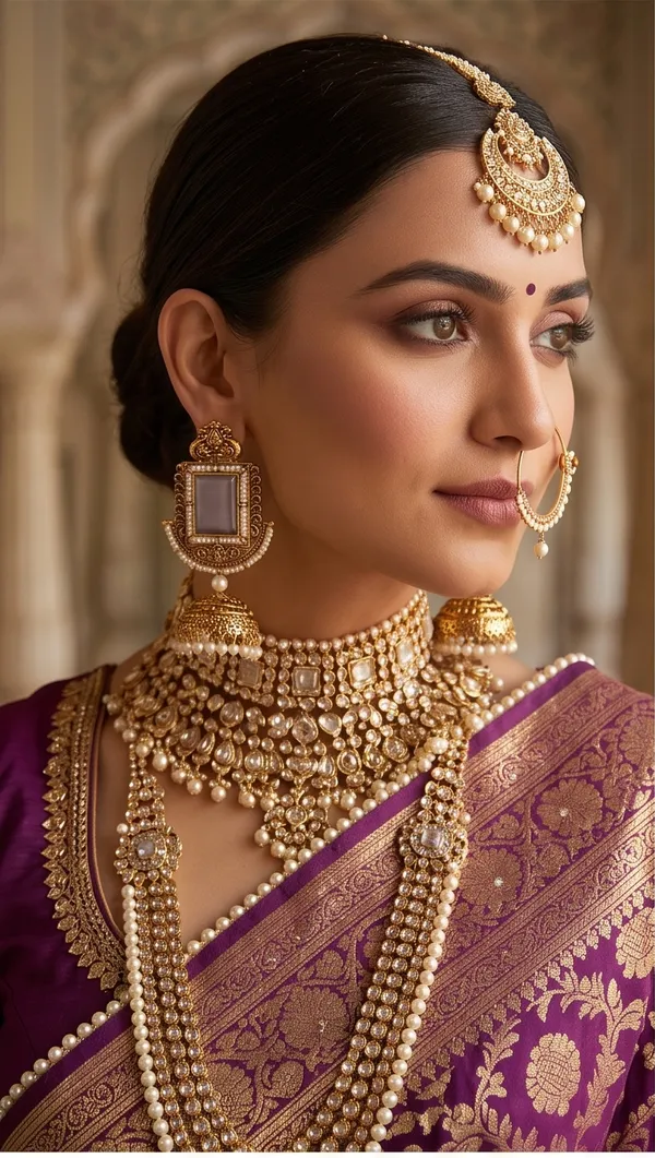 Vertical_Rectangle_Purple_Stone_Antique_Golden_Jhumka
