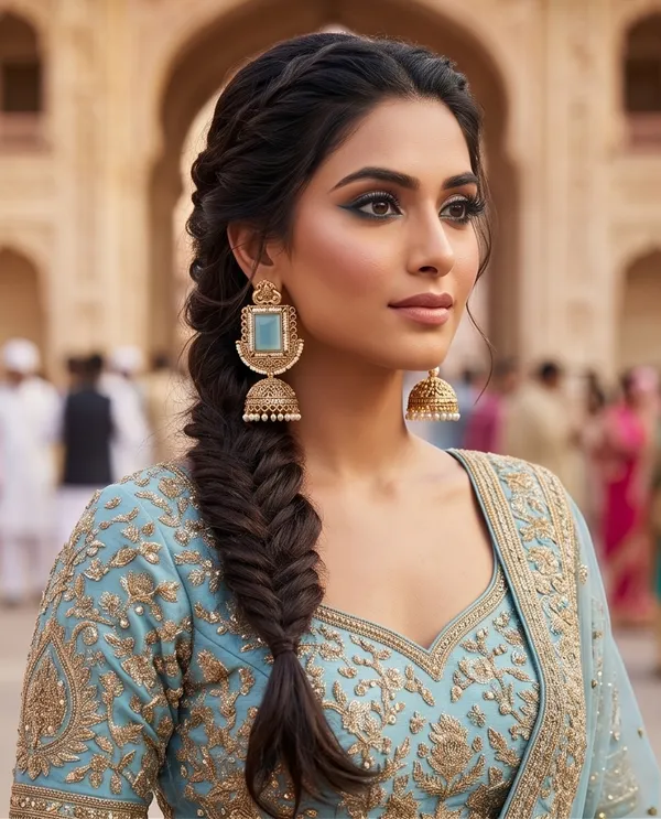 Vertical_Rectangle_Sky_Blue_Stone_Antique_Golden_Jhumka