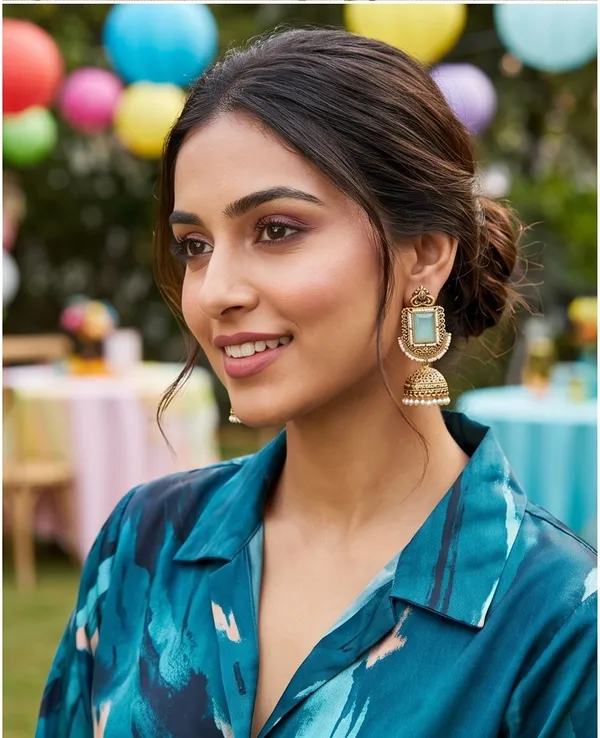 Vertical_Rectangle_Sky_Blue_Stone_Antique_Golden_Jhumka