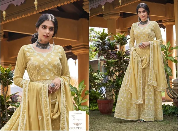 Yellow_Chiffon_And_Georgette_Embroidered_Long_Gown_For_Women