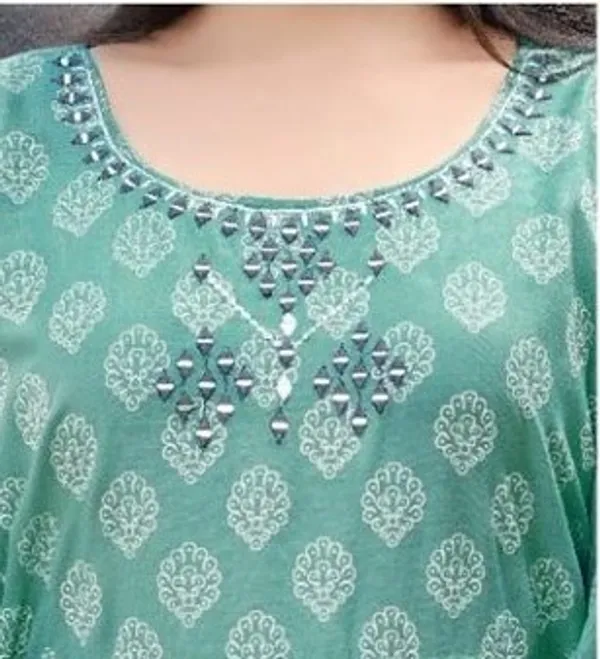 Printed_Cotton_With_Lace_Border_Kaftan_Sea_Green