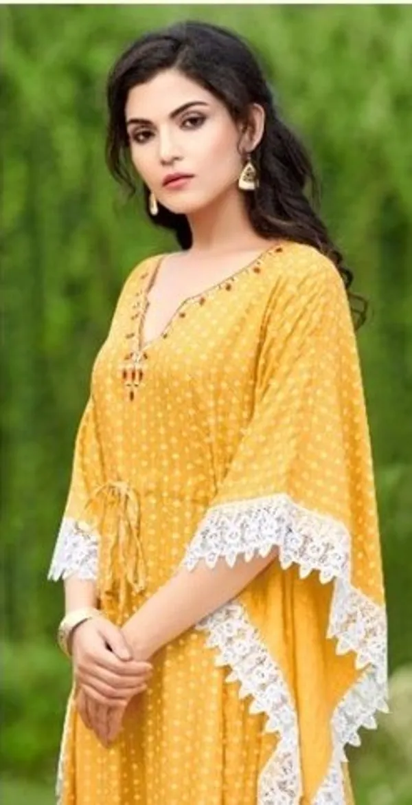 Printed_Cotton_With_Lace_Border_Kaftan_-_Yellow