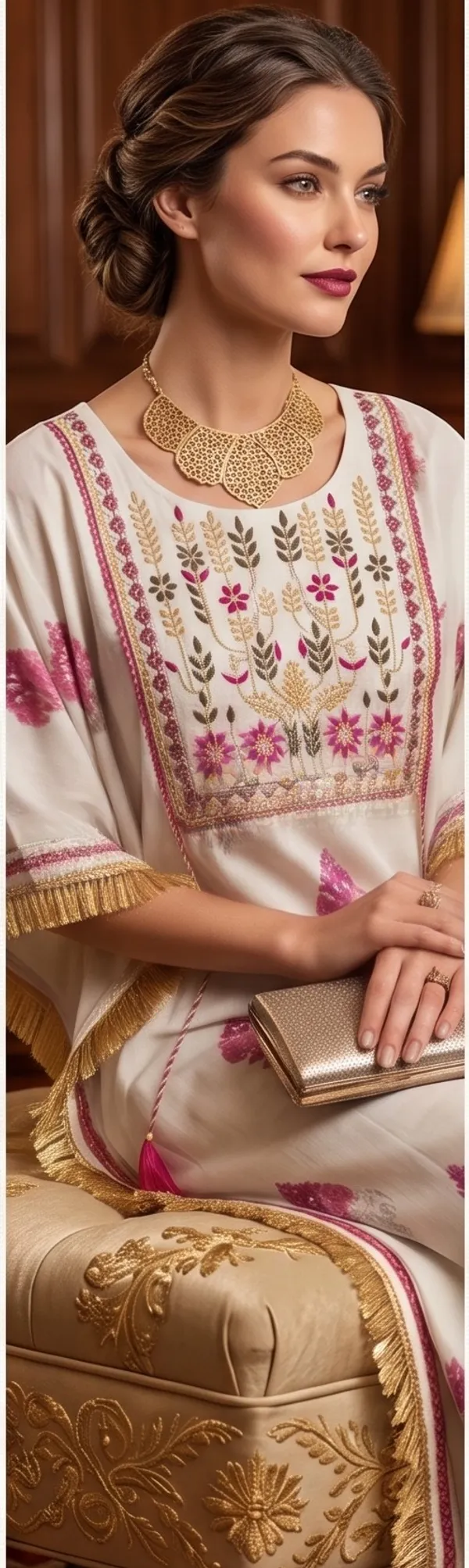 (CNE-26-WKftn-0020)_Printed_With_Gotapatti_Cotton_Kaftan_-_Cream_&_Pink_-