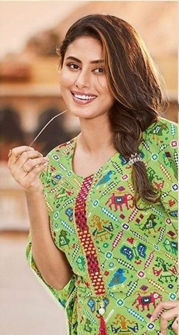Printed_With_Gotapatti_Cotton_Kaftan_-_Light_Green_-