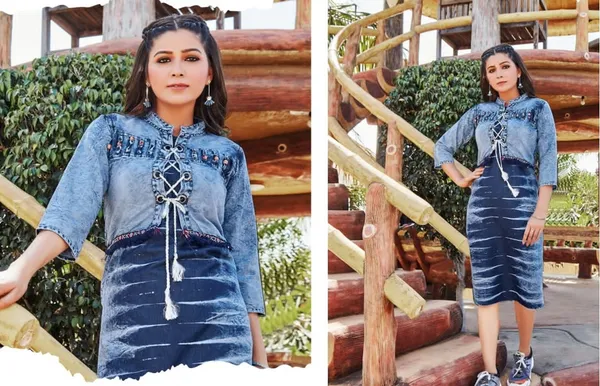 Blue_Denim_Jacket_Style_Kurta_For_Women