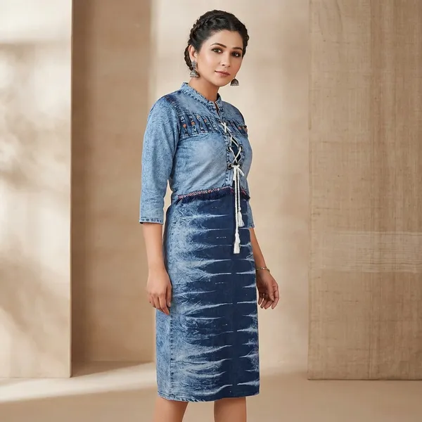 Blue_Denim_Jacket_Style_Kurta_For_Women