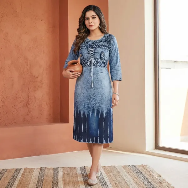 Blue_Denim_One_Lace_Front_Kurta_For_Women
