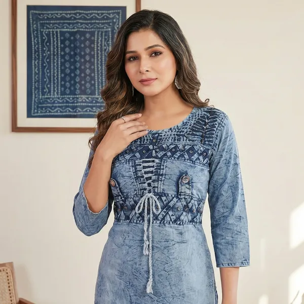 Blue_Denim_One_Lace_Front_Kurta_For_Women