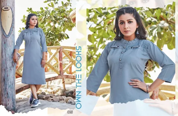 Blue_Denim_Plain_Light_Kurta_For_Women